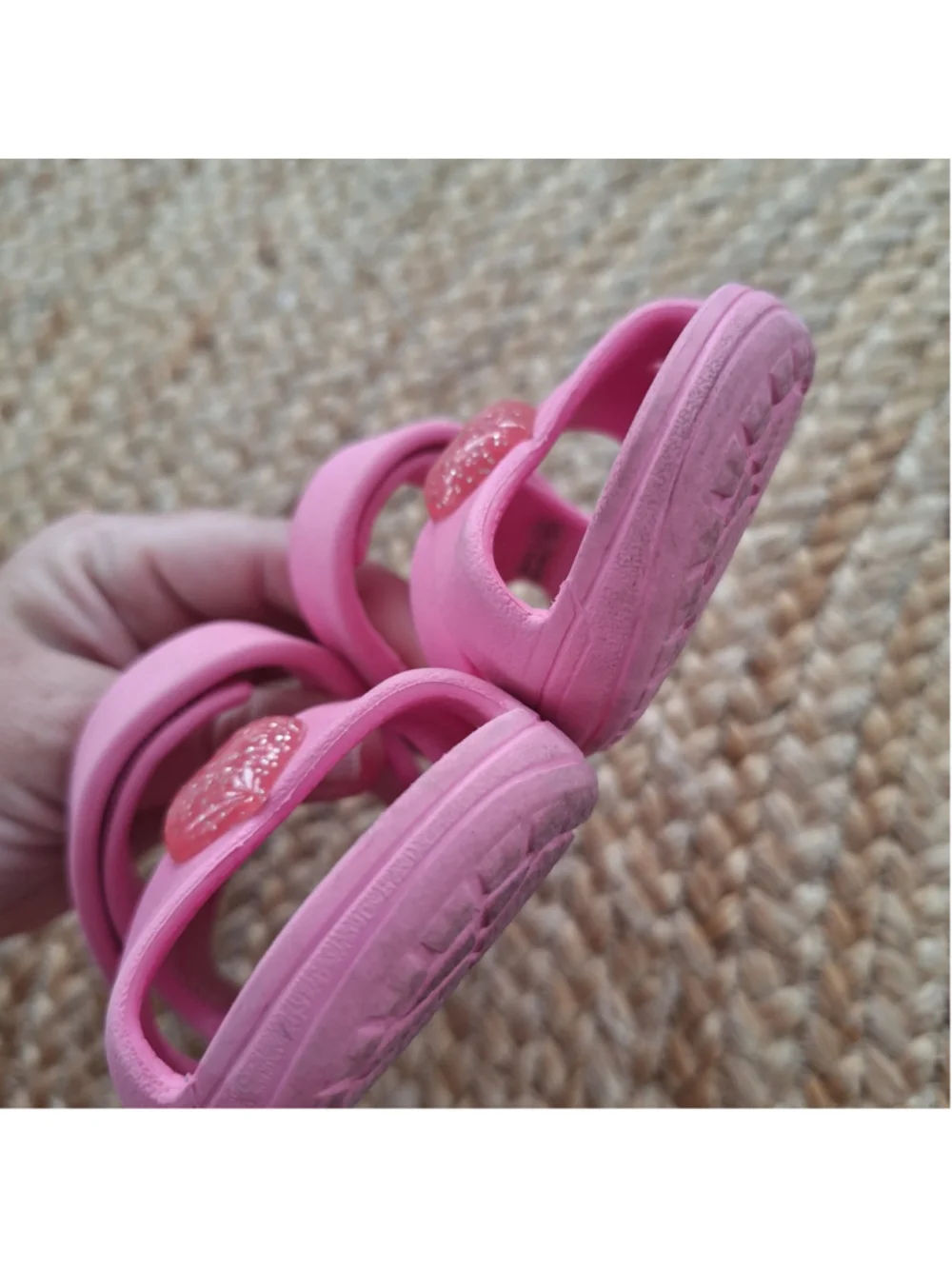 Crocs Pink Glitter Heart Toddler Girls Sandals Size 6 C